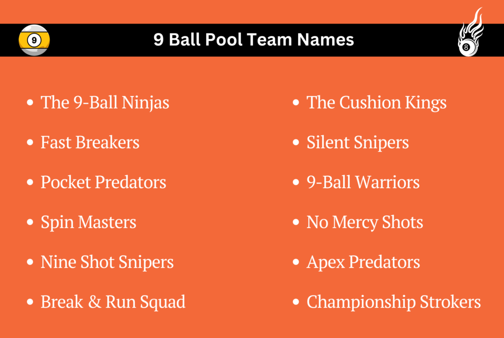 9 Ball Pool Team Names