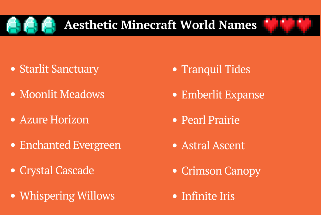 Aesthetic Minecraft World Names