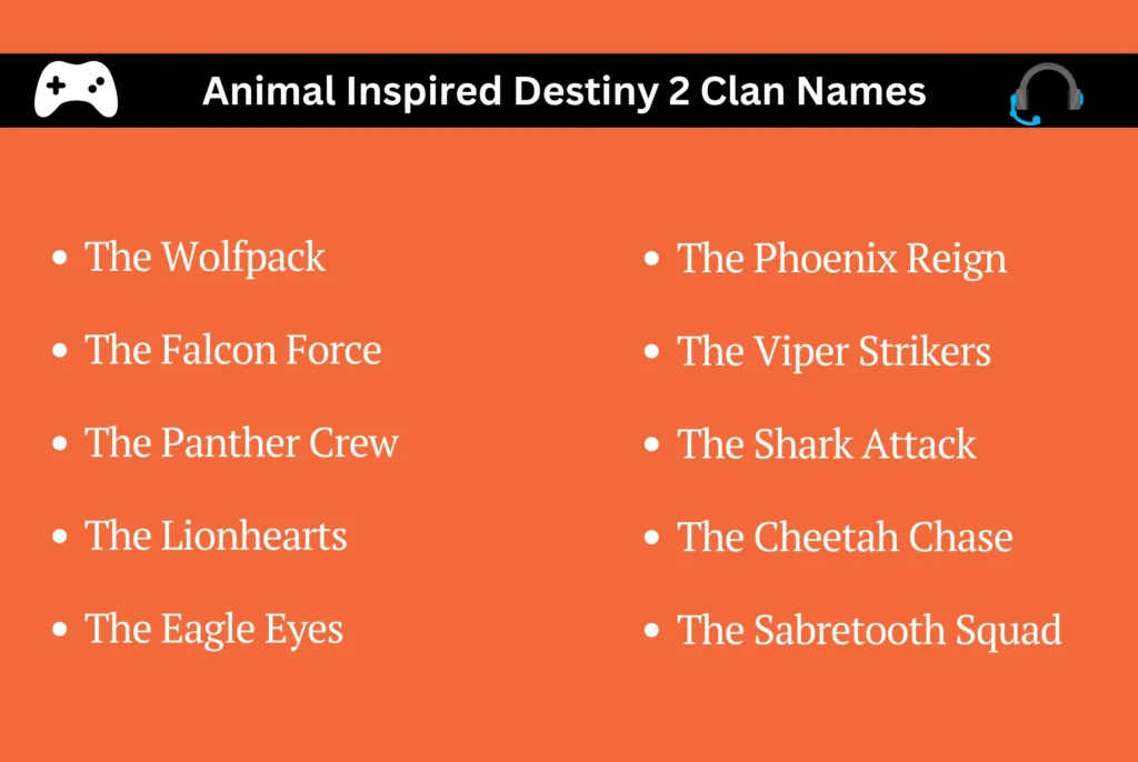 Animal Inspired Destiny 2 Clan Names