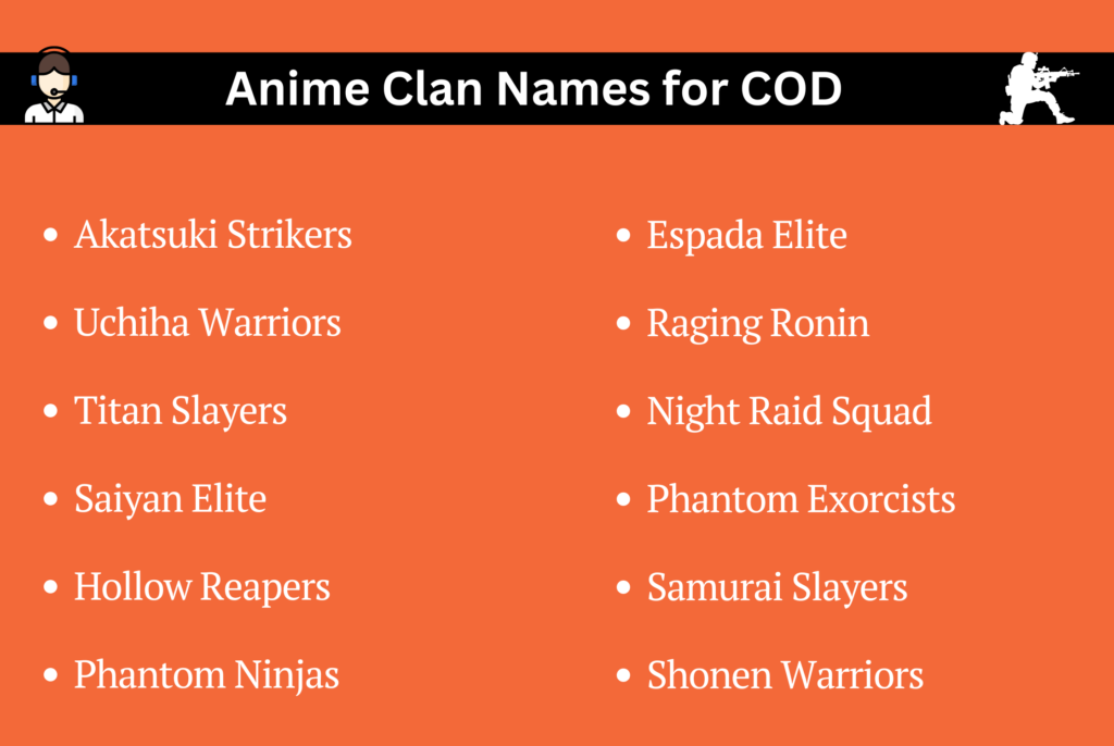 Anime Clan Names for COD