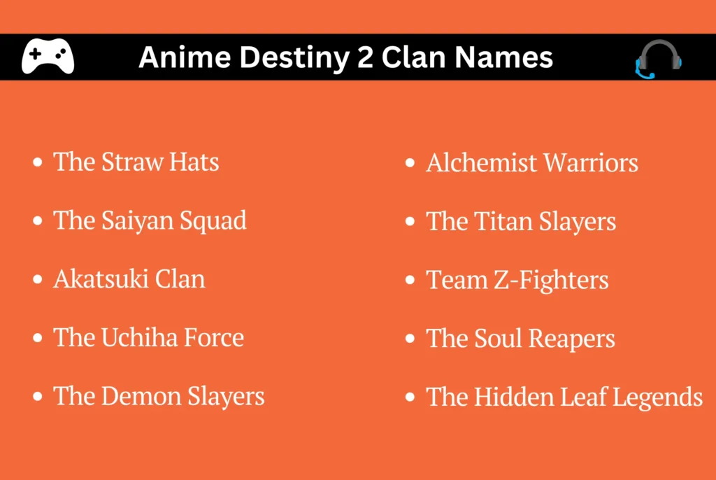 Anime Destiny 2 Clan Names
