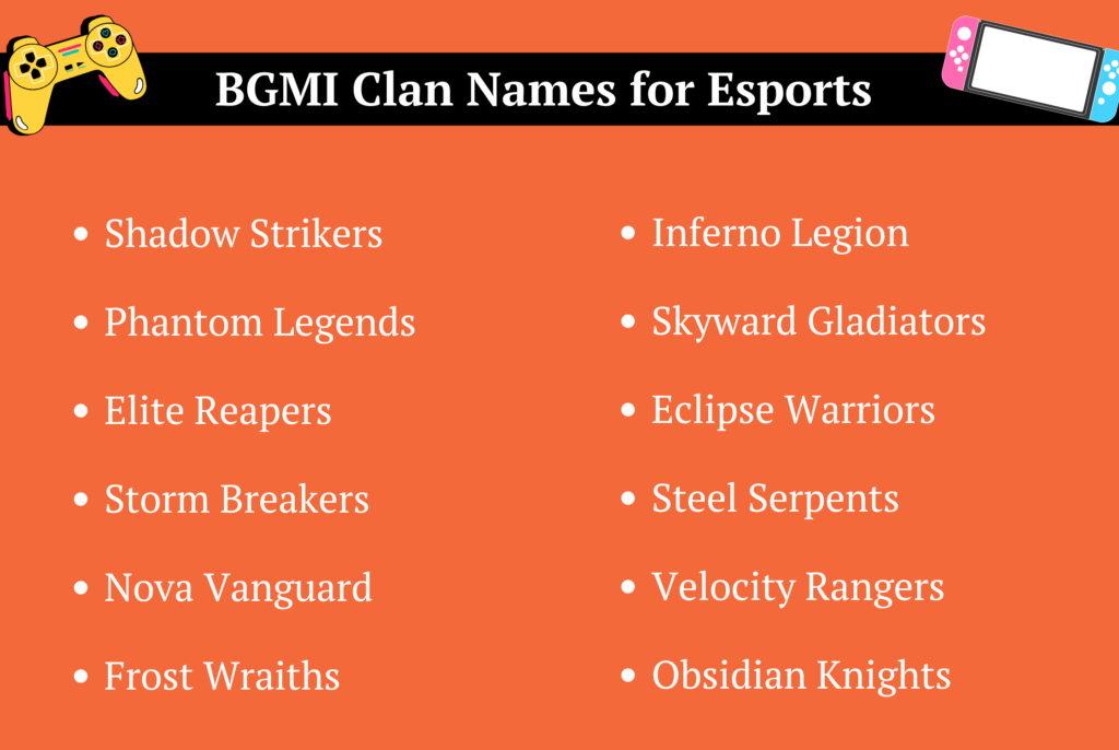 BGMI Clan Names for Esports