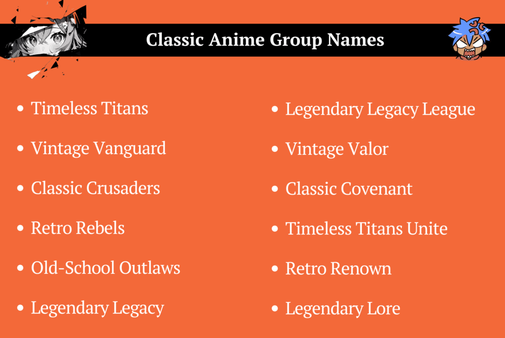 Classic Anime Group Names