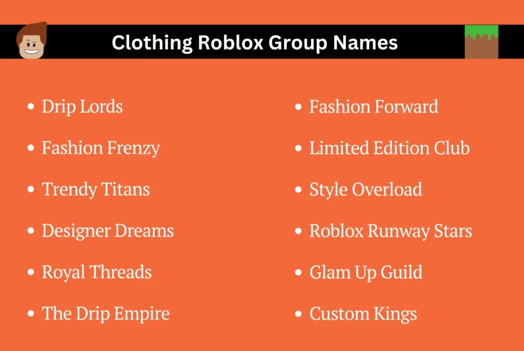 Clothing Roblox Group Names