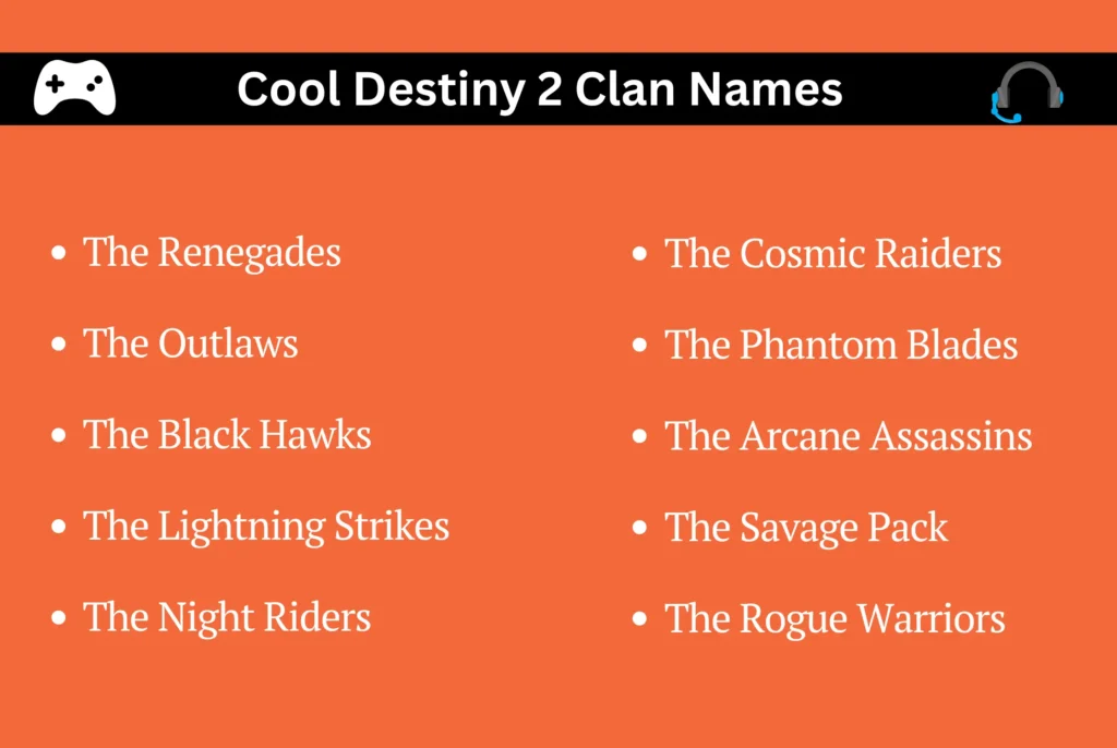 Cool Destiny 2 Clan Names