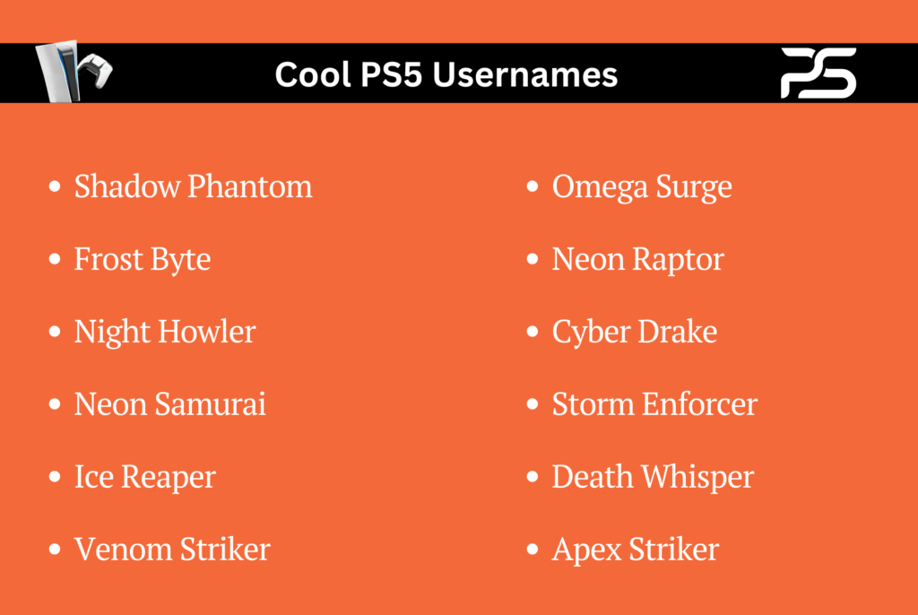 Cool PS5 Usernames