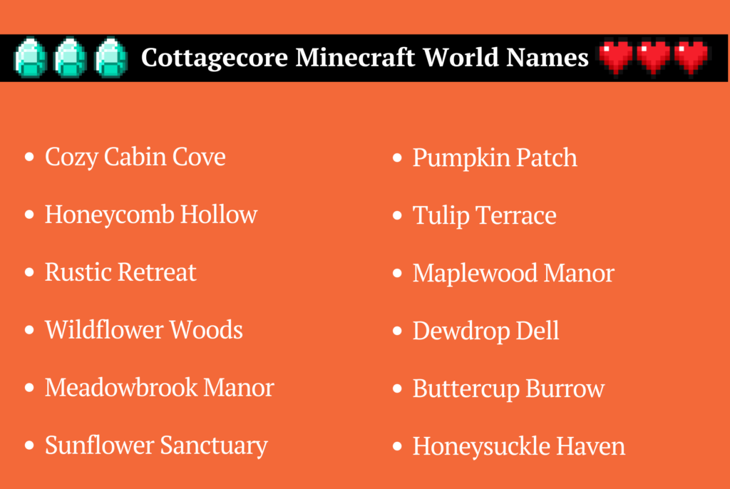 Cottagecore Minecraft World Names
