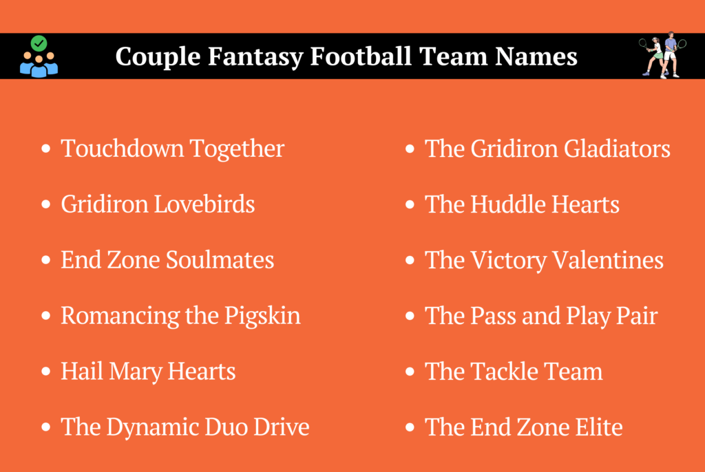 Couple Fantasy Football Team Names