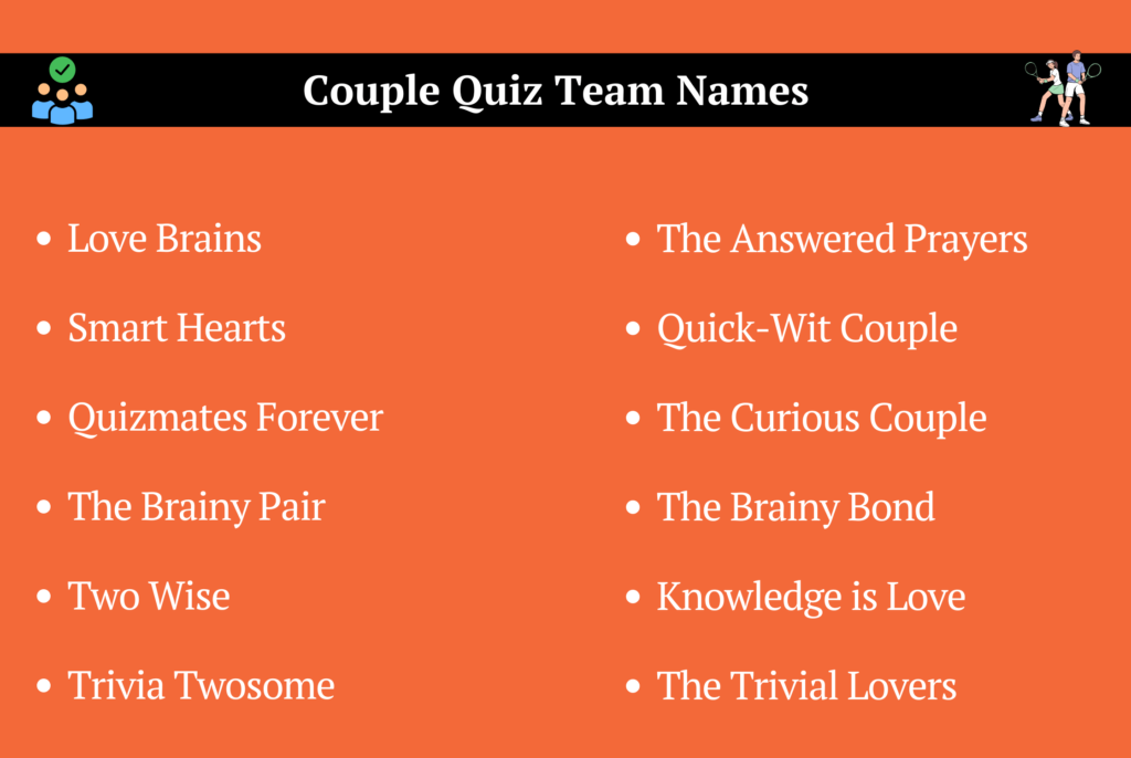 Couple Quiz Team Names