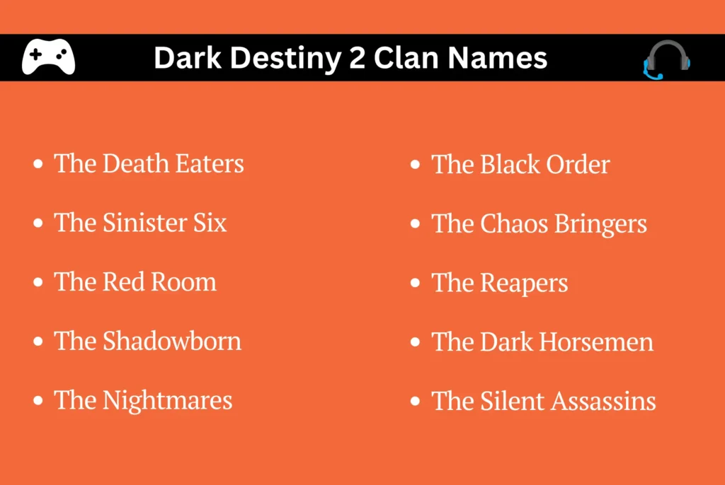 Dark Destiny 2 Clan Names