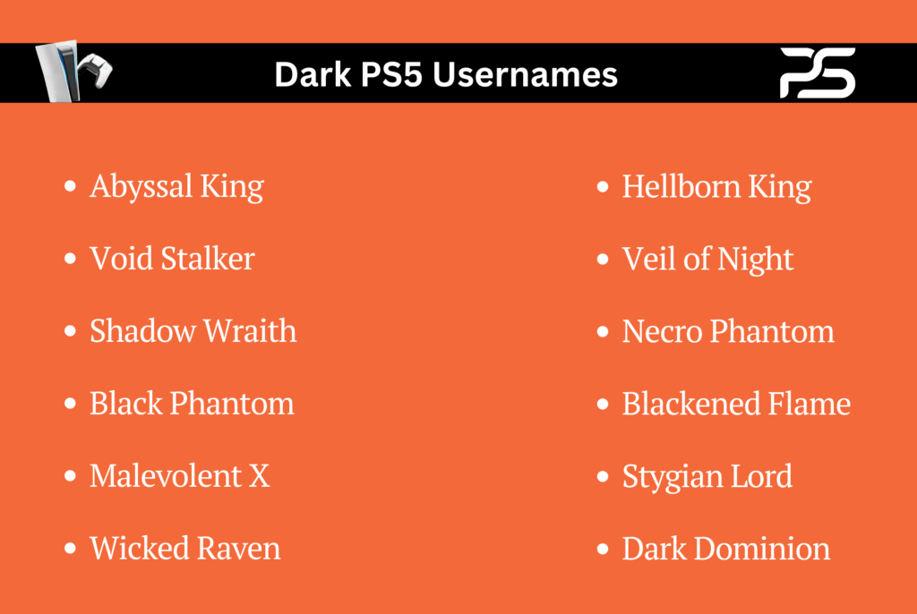 Dark PS5 Usernames