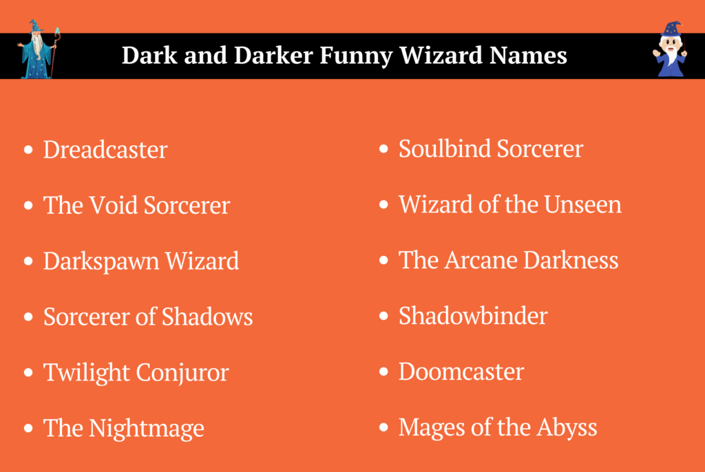 Dark and Darker Funny Wizard Names