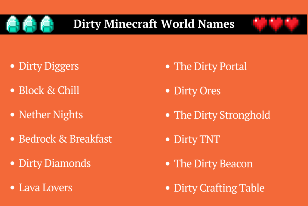 Dirty Minecraft World Names