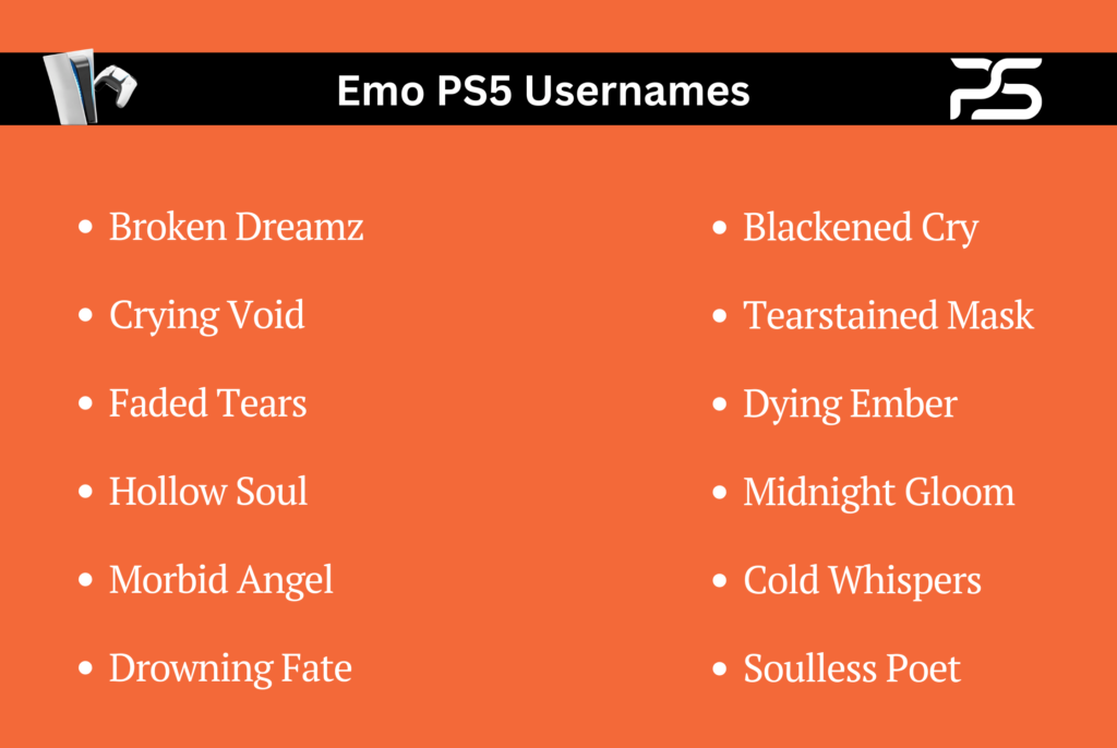 Emo PS5 Usernames