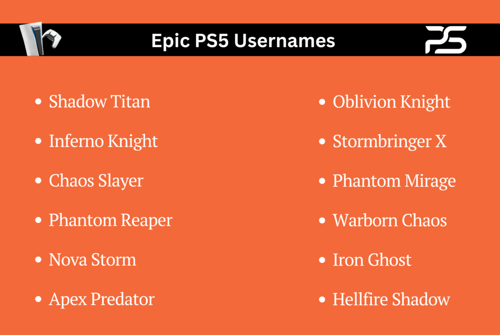 Epic PS5 Usernames