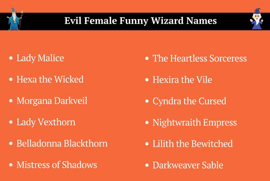 Evil Female Funny Wizard Names