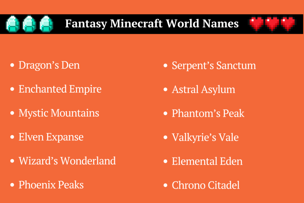 Fantasy Minecraft World Names