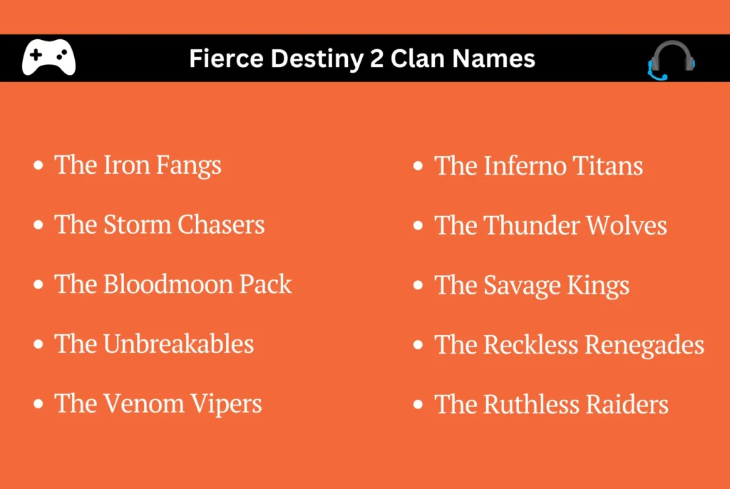 Fierce Destiny 2 Clan Names
