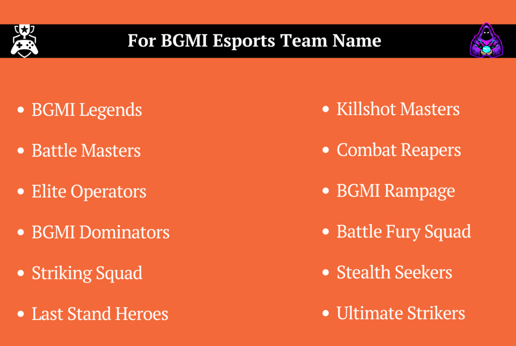 For BGMI Esports Team Name