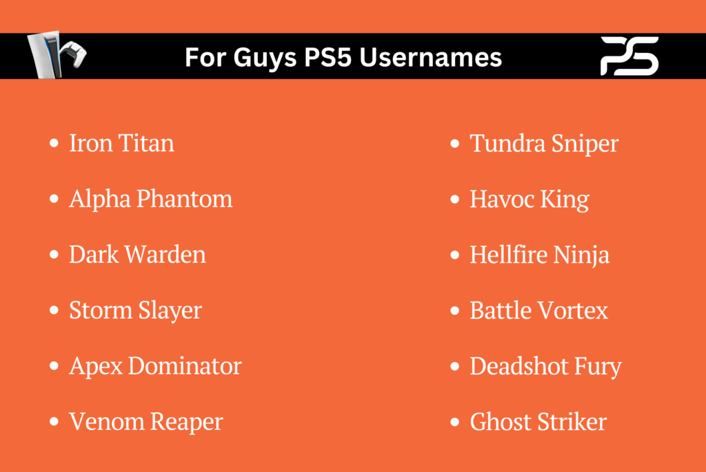 For Guys PS5 Usernames