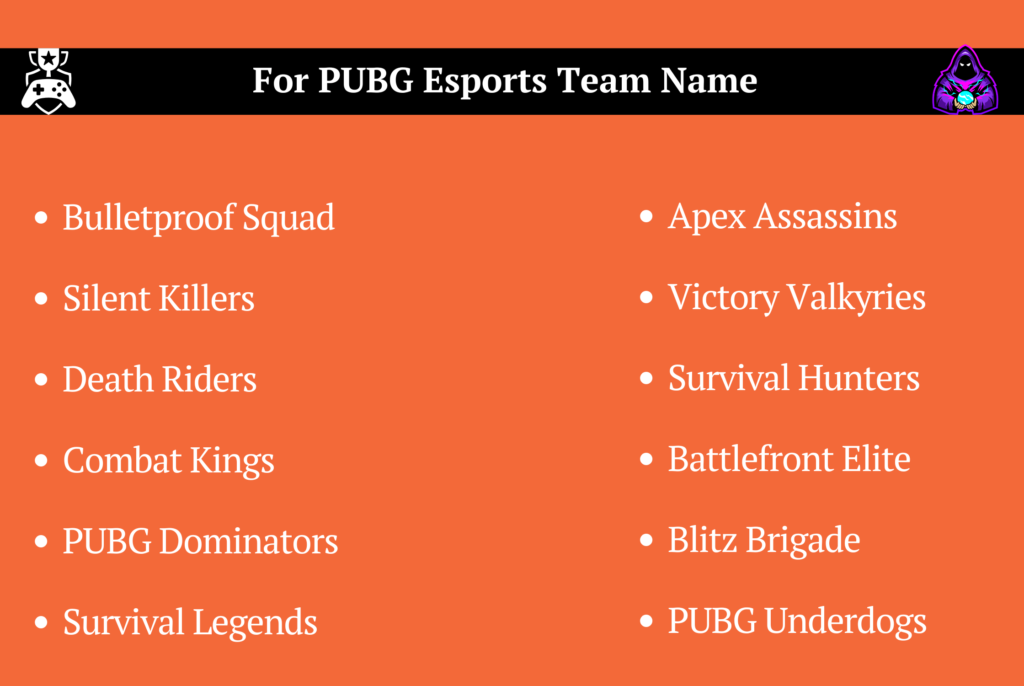 For PUBG Esports Team Name