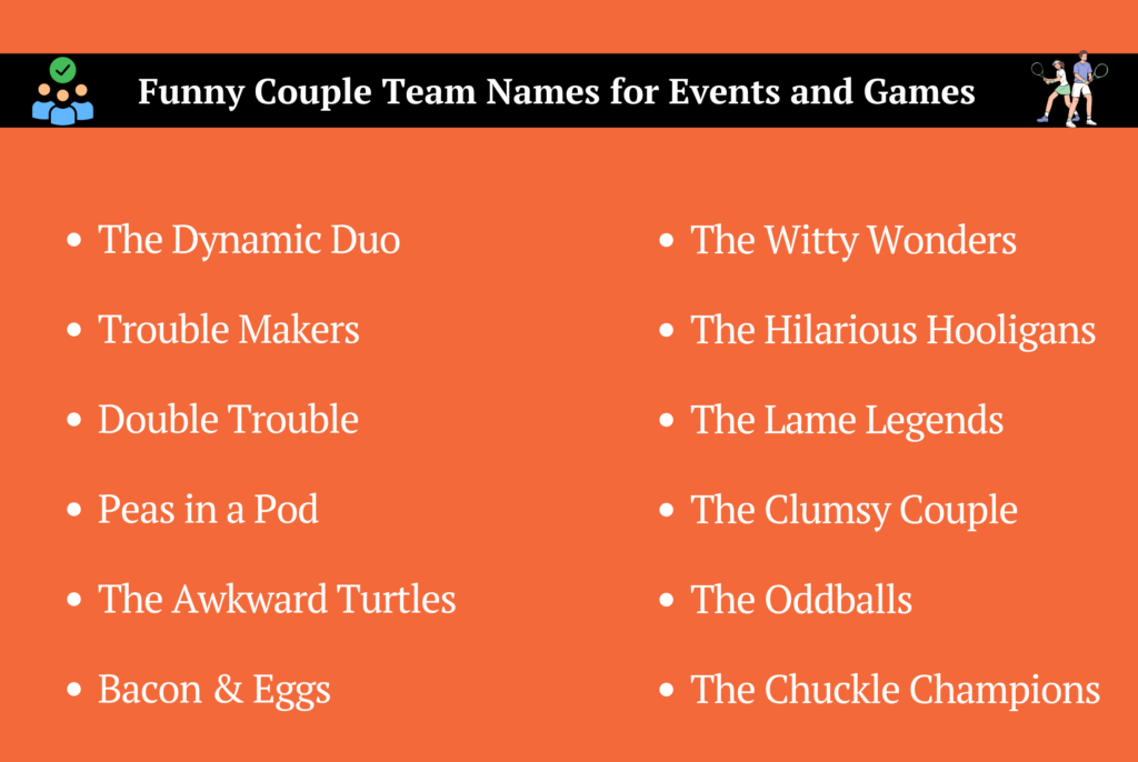 Funny Couple Team Names for Events and Games