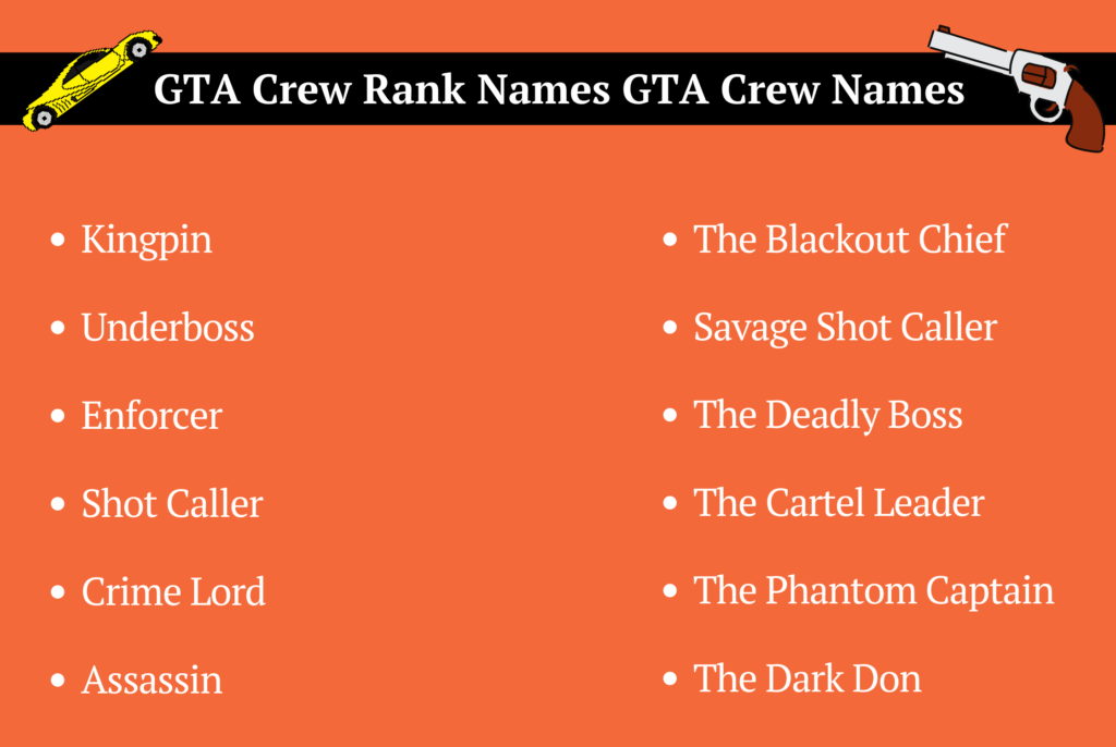 GTA Crew Rank Names GTA Crew Names