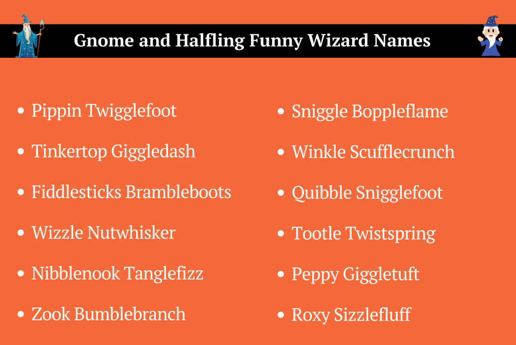 Gnome and Halfling Funny Wizard Names