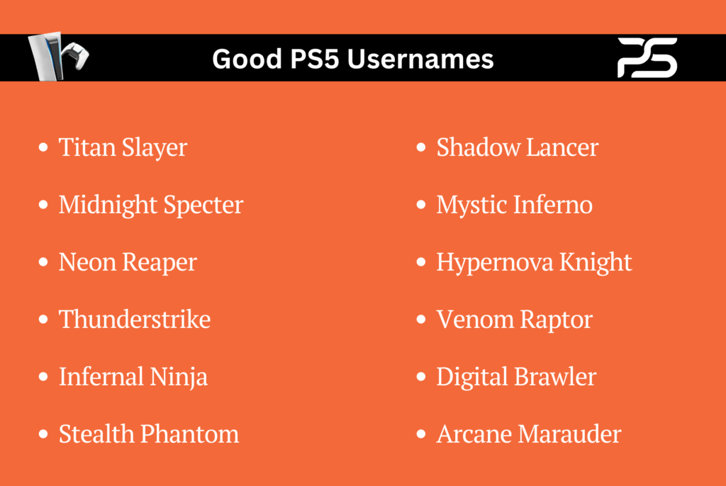 Good PS5 Usernames