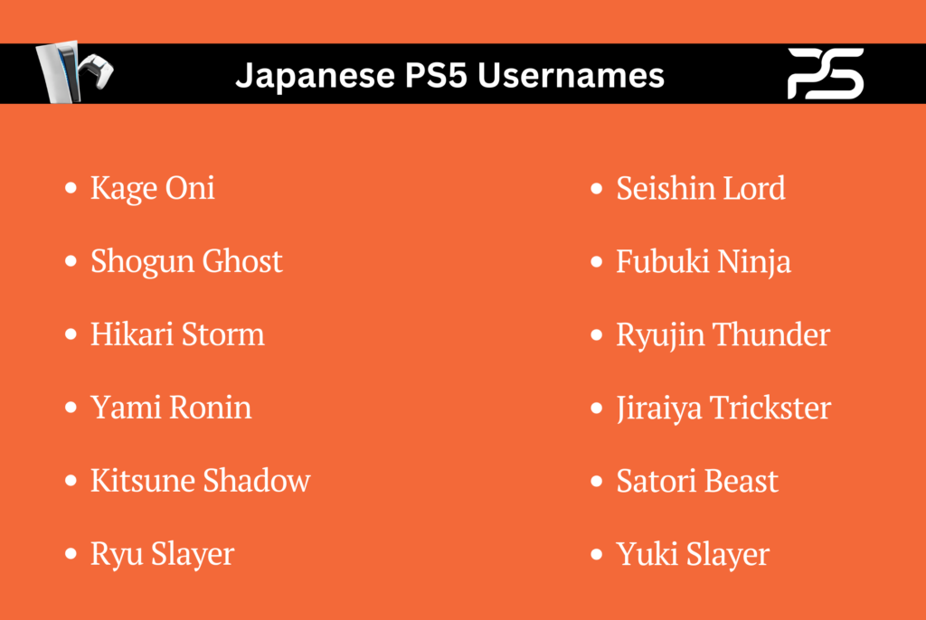 Japanese PS5 Usernames