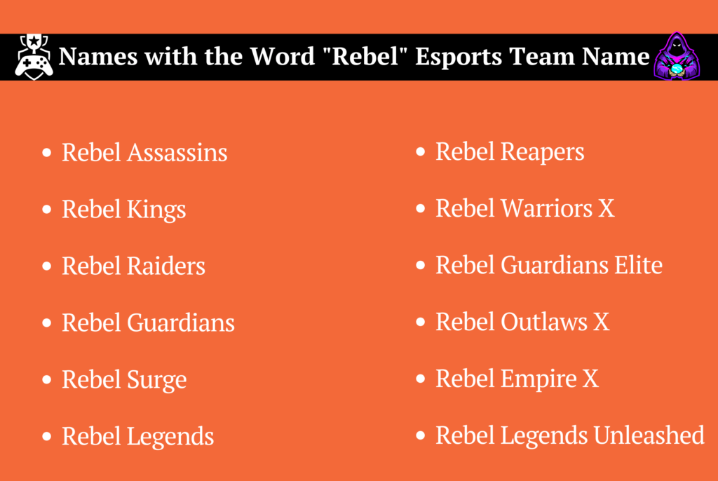 Names with the Word Rebel Esports Team Name