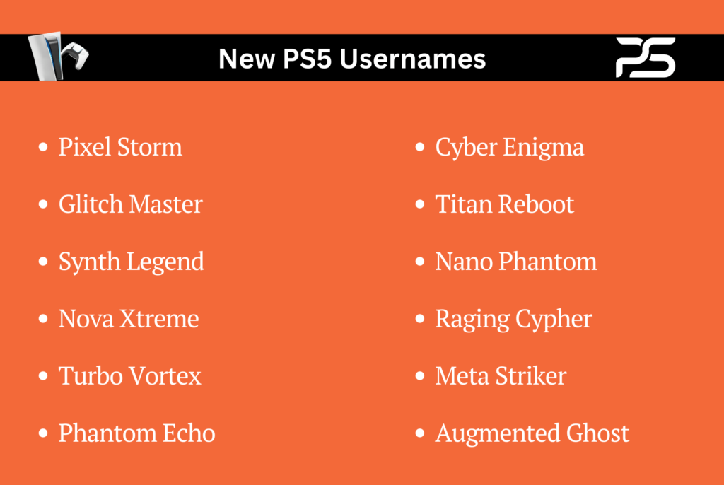 New PS5 Usernames