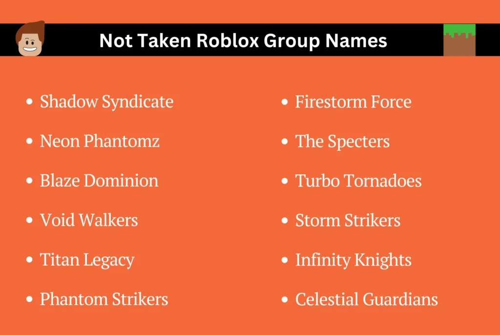 Not Taken Roblox Group Names