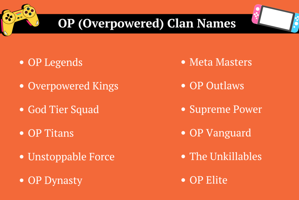 OP (Overpowered) Clan Names