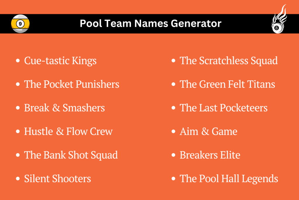 Pool Team Names Generator