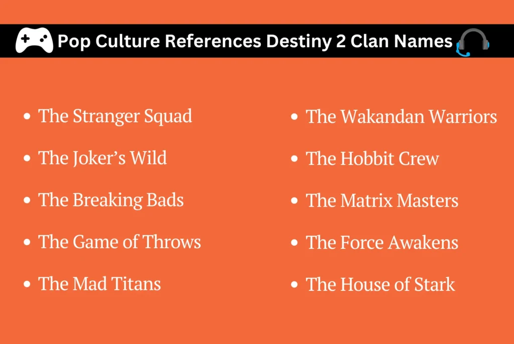 Pop Culture References Destiny 2 Clan Names