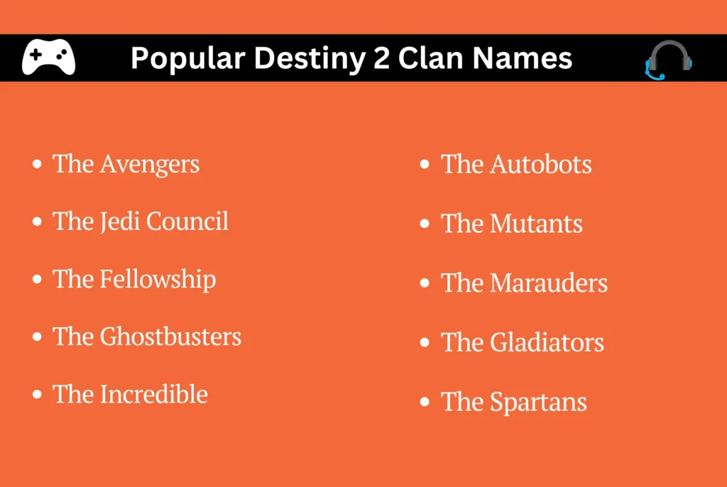 Popular Destiny 2 Clan Names