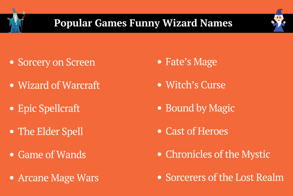 Popular Games Funny Wizard Names