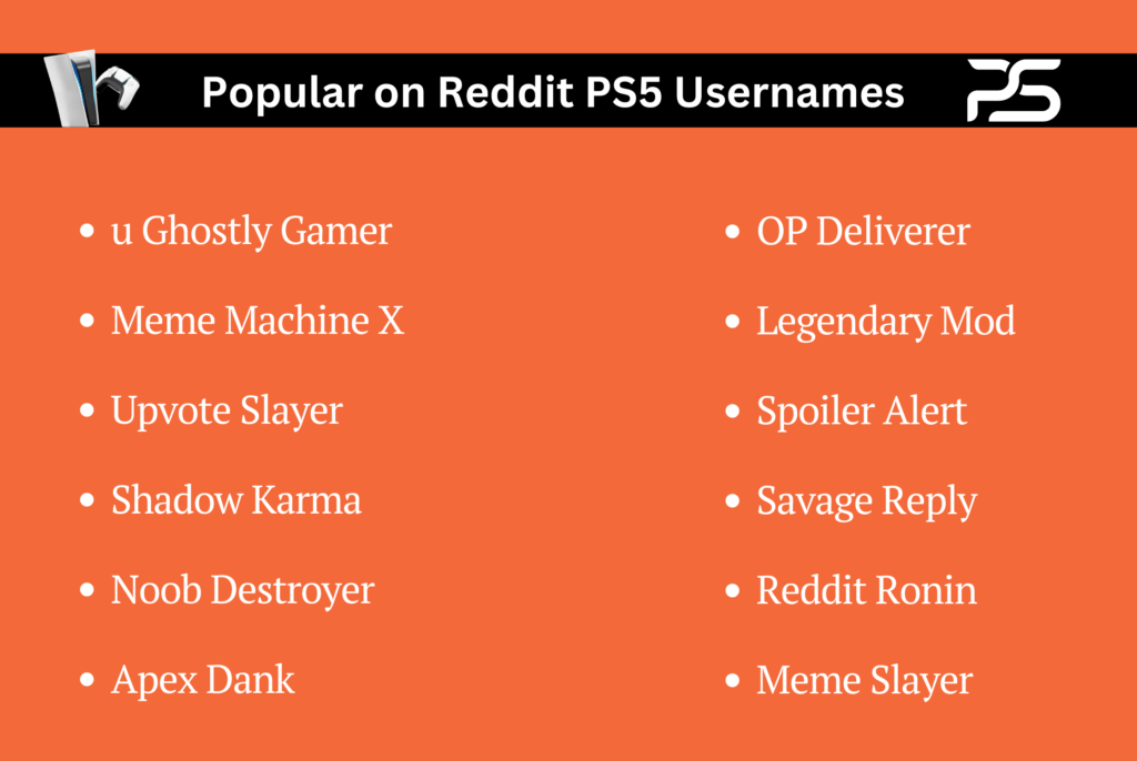 Popular on Reddit PS5 Usernames