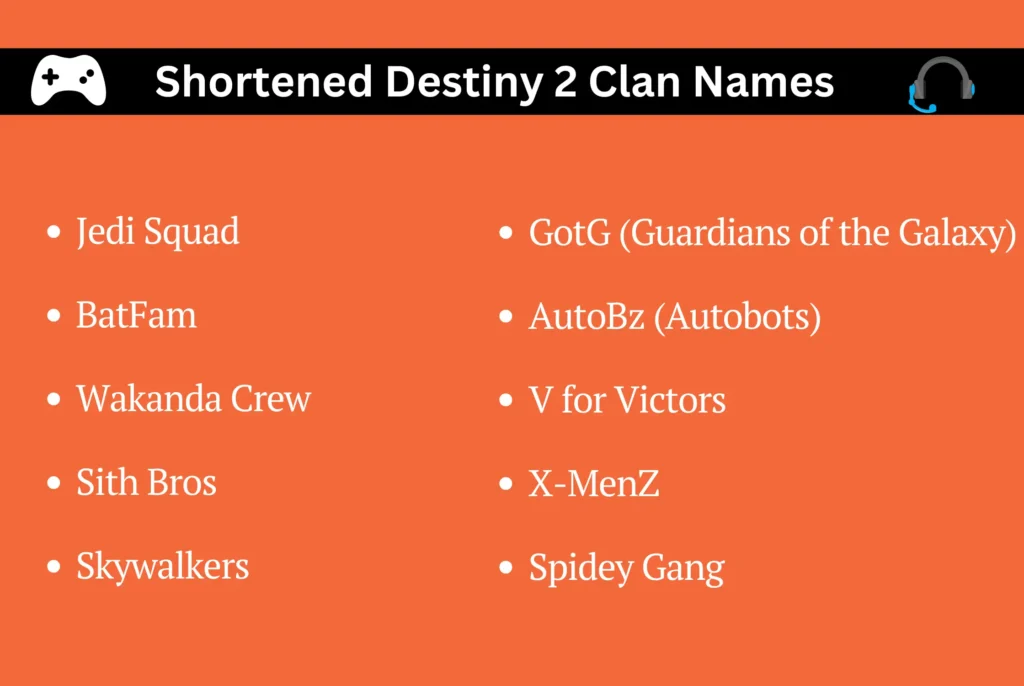 Shortened Destiny 2 Clan Names
