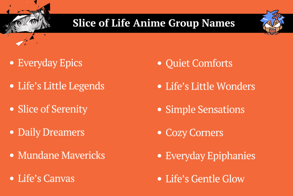 Slice of Life Anime Group Names