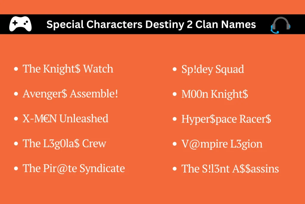 Special Characters Destiny 2 Clan Names