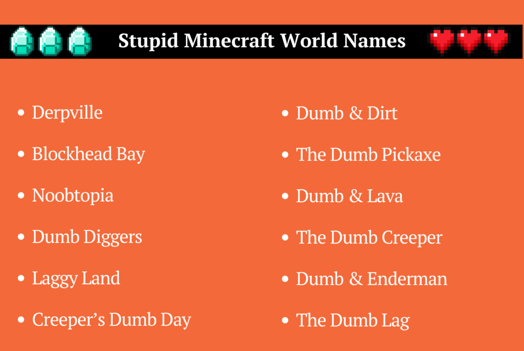 Stupid Minecraft World Names