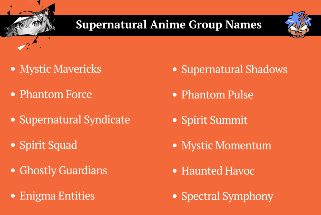 Supernatural Anime Group Names