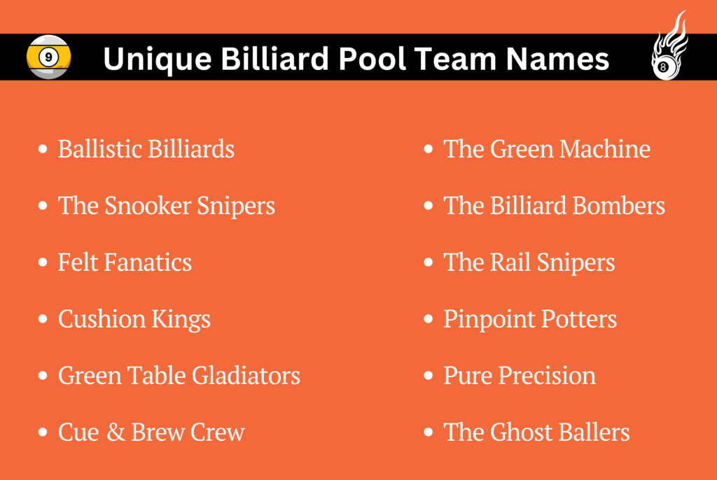 Unique Billiard Pool Team Names