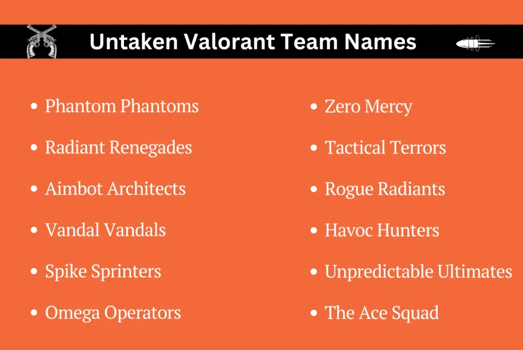 Untaken Valorant Team Names