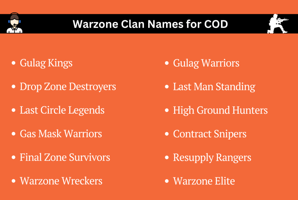 Warzone Clan Names for COD