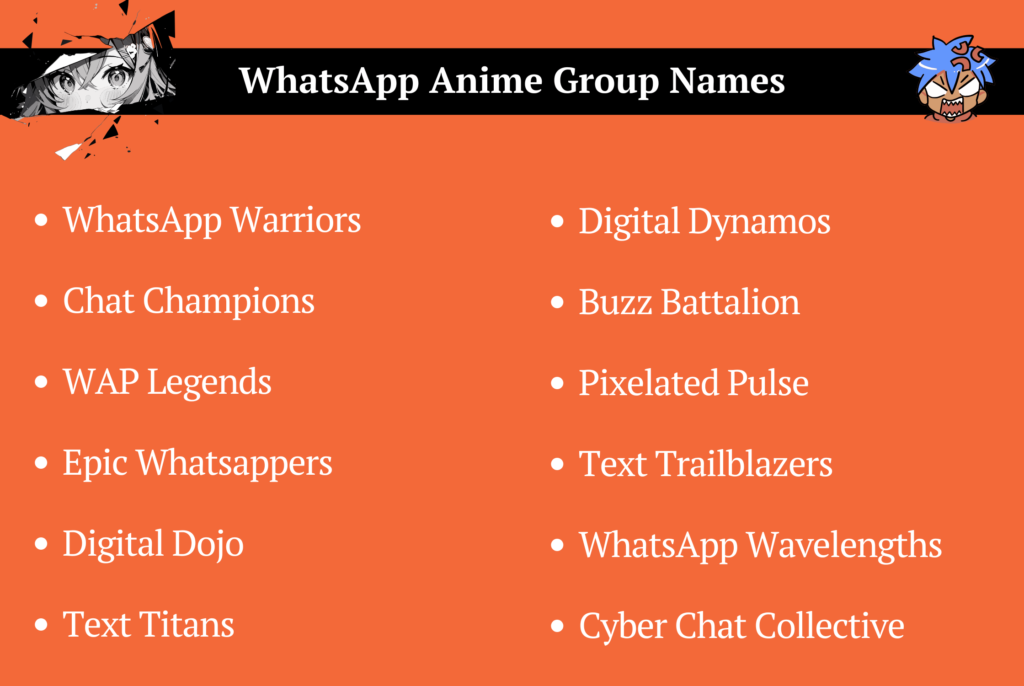 WhatsApp Anime Group Names