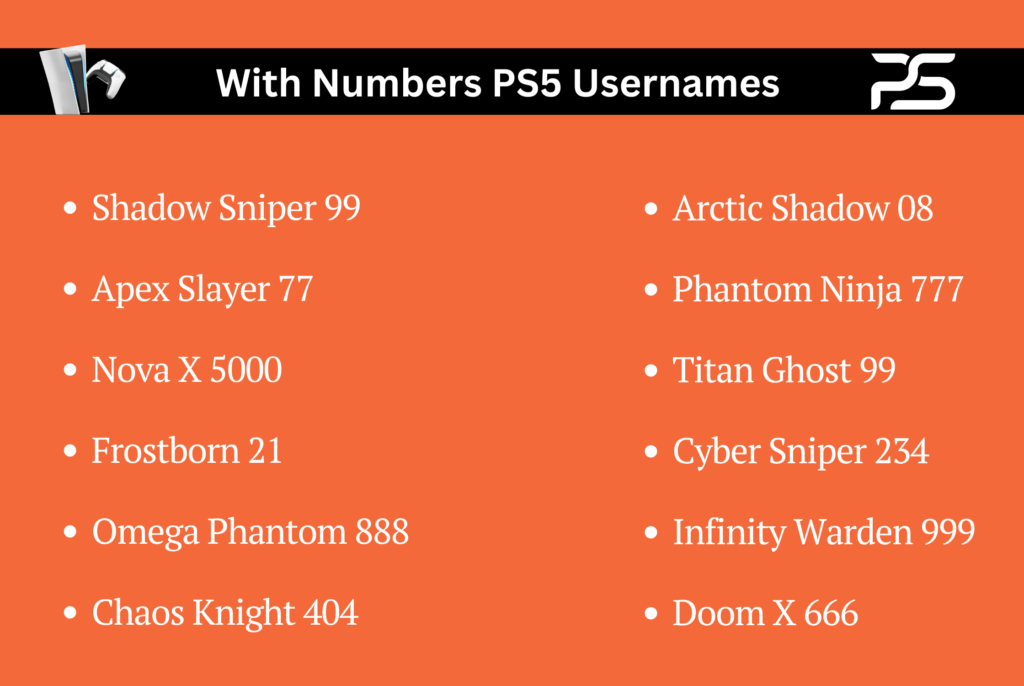 With Numbers PS5 Usernames