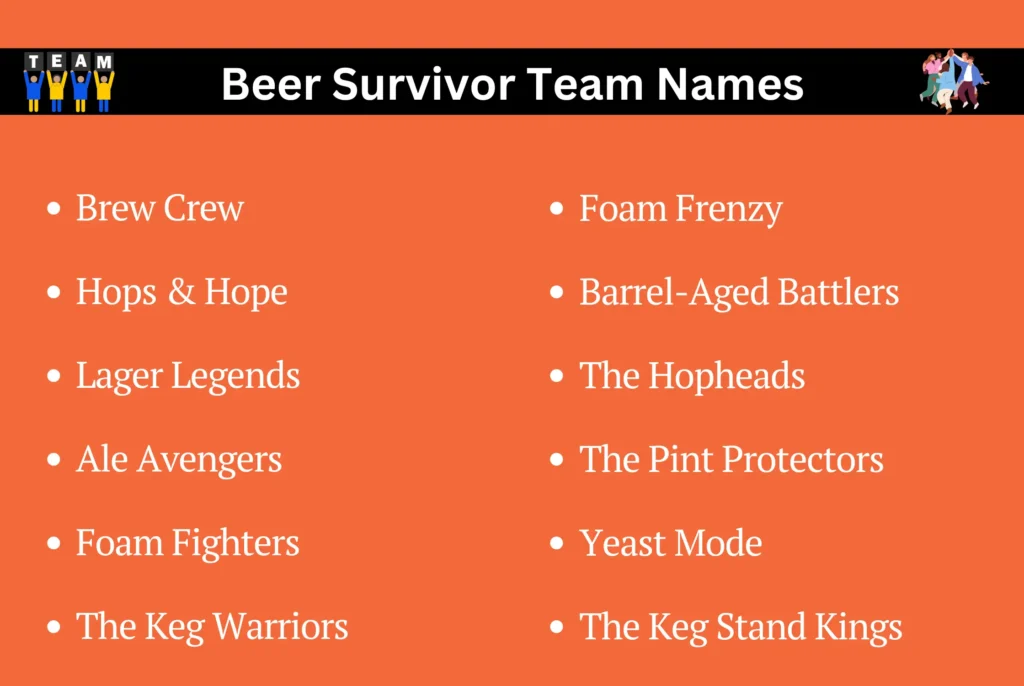 Beer Survivor Team Names